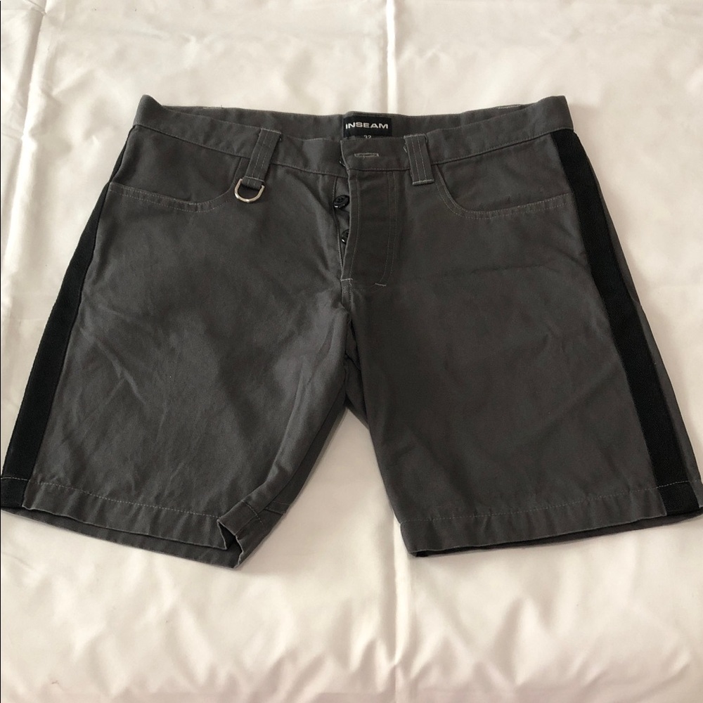 INSEAM Gray and Black Men Flat Front Shorts